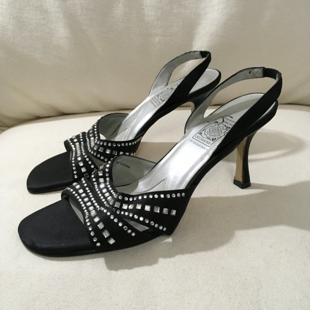 Special Occasion Sling Back Heels With Rhinestones